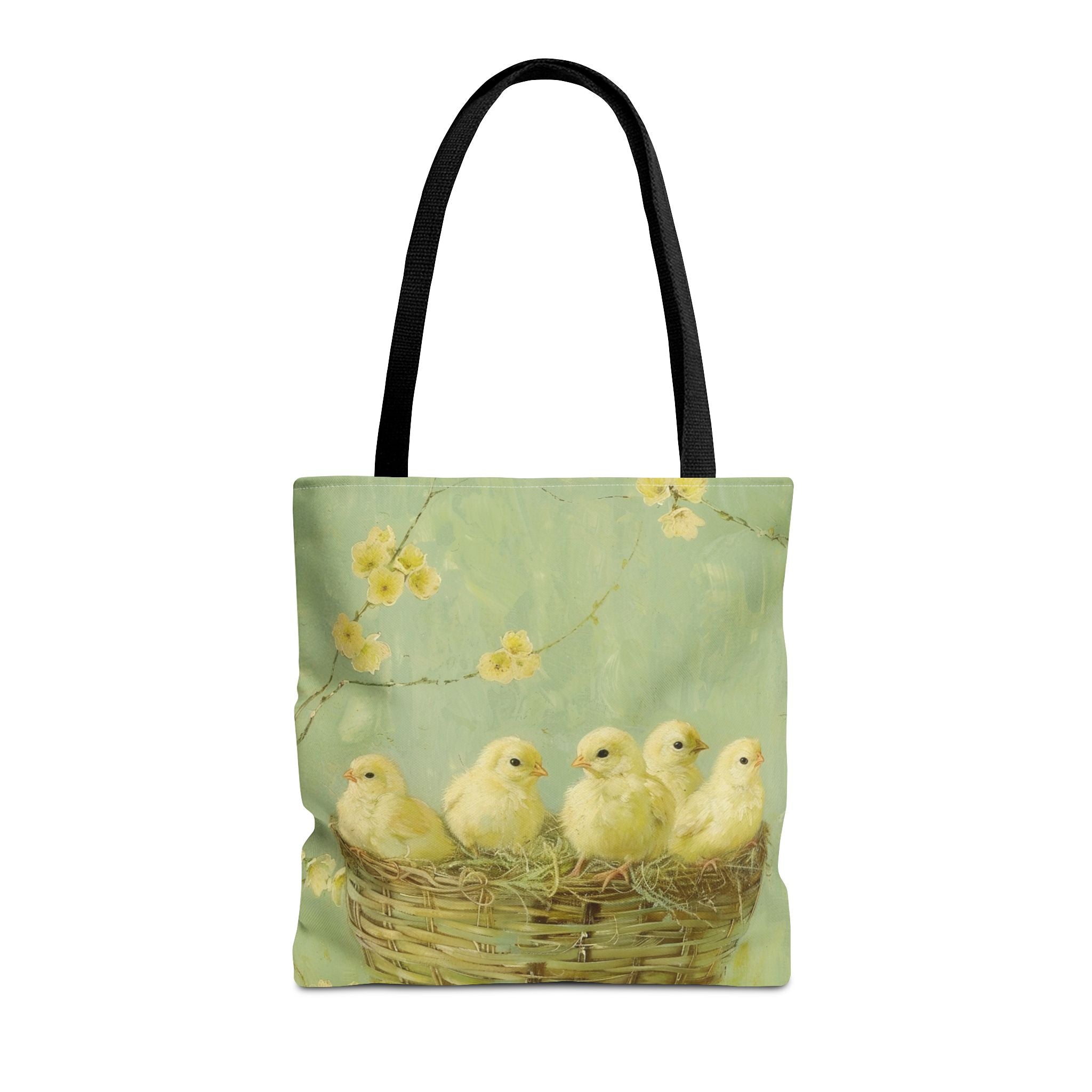 Charming Easter Chicks Spring Blossom Canvas Tote Bag