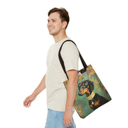 Dachshund Royal Portrait Tote Bag, Artistic Dog Lover Gift, Canvas Bag