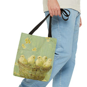 Charming Easter Chicks Spring Blossom Canvas Tote Bag