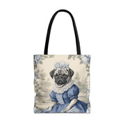 Elegant Blue Pug Canvas Tote Bag for Dog Lovers – Artistic Style