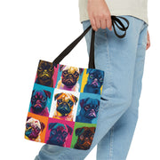 Pop Art Pug Canvas Tote Bag, Colorful Gift for Dog Lovers