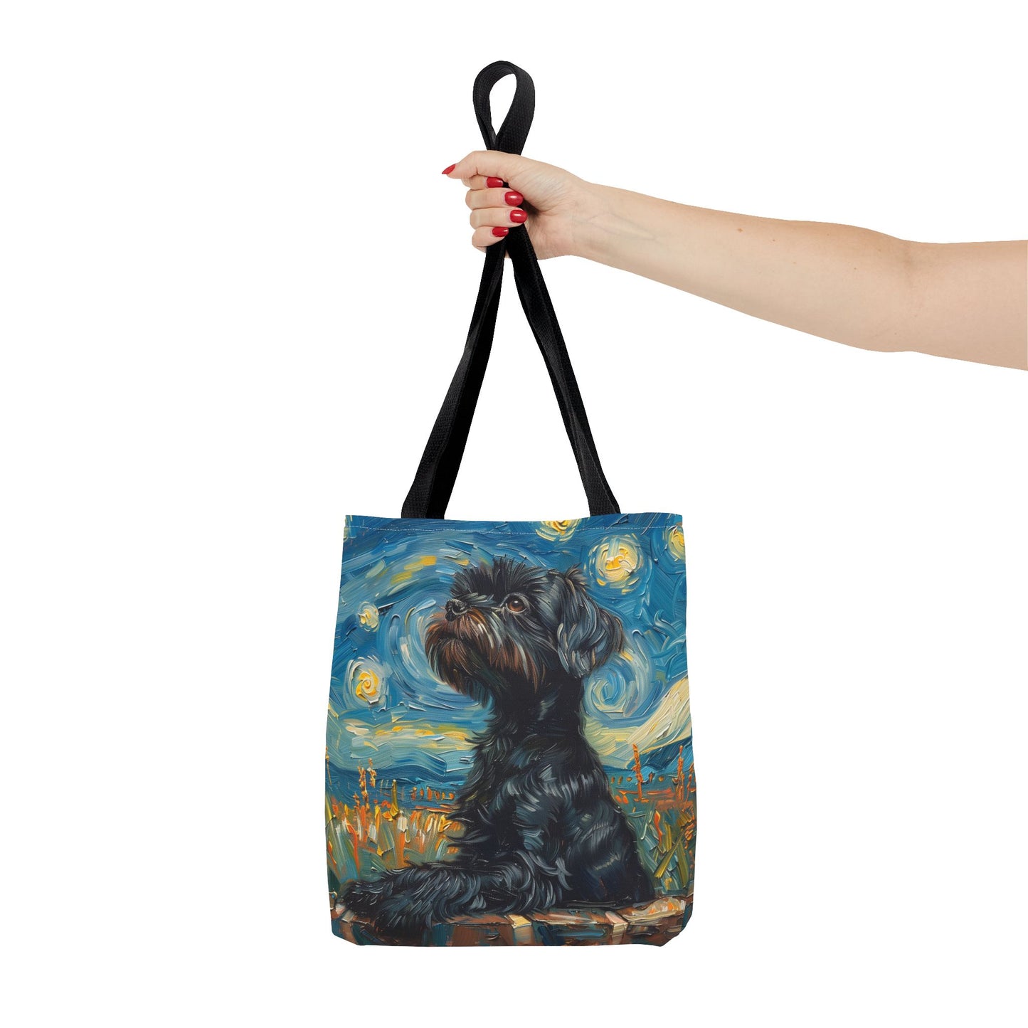 Starry Night Schnauzer Canvas Tote, Artistic Dog Lover Gift Bag