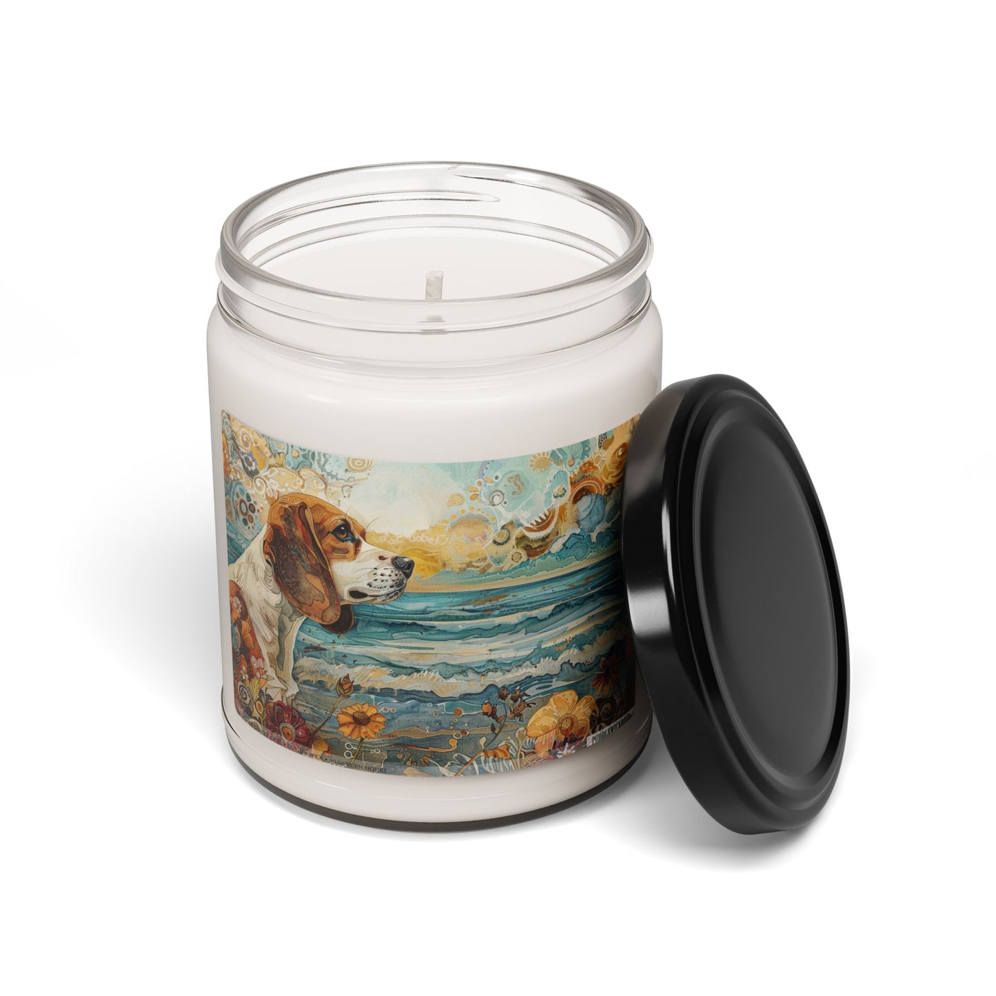 Beagle Serenity Memorial Soy Candle, Vintage Art Dog Lover Gift