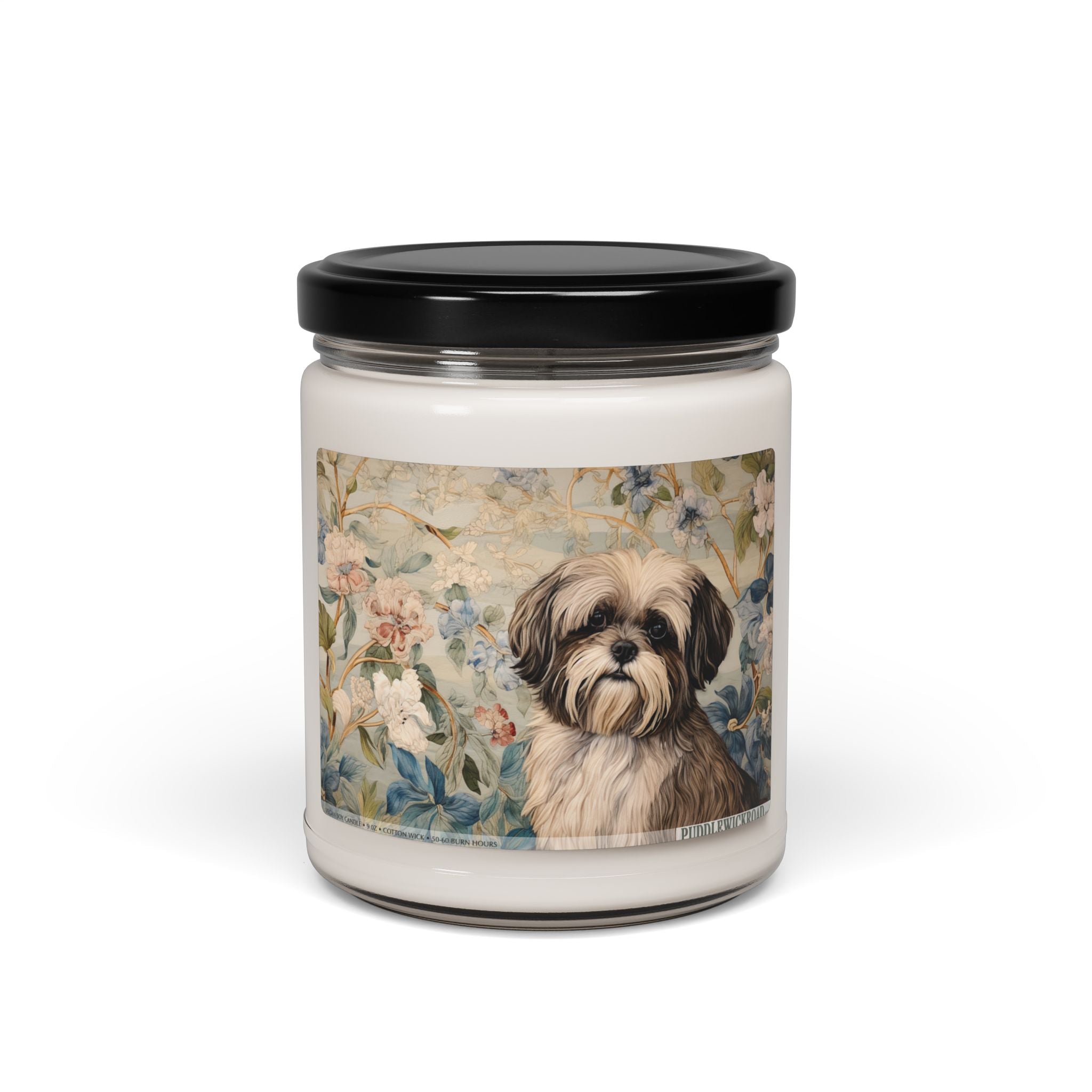 Shih Tzu Floral Soy Candle, Vintage Dog Lover Gift