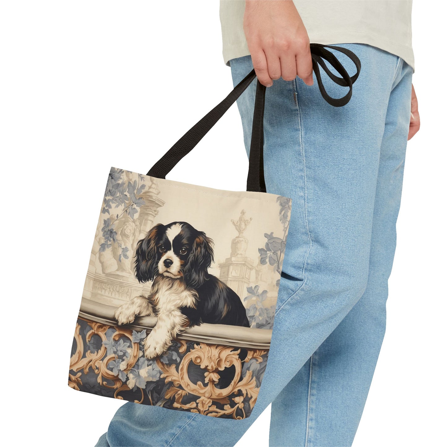 Elegant Tricolor Cavalier Tote Bag – Stylish Carryall for Dog Lovers