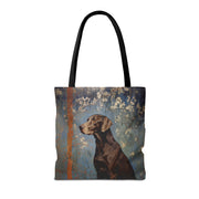 Elegant German Shorthaired Pointer Floral Canvas Tote Bag, Perfect for Dog Lovers