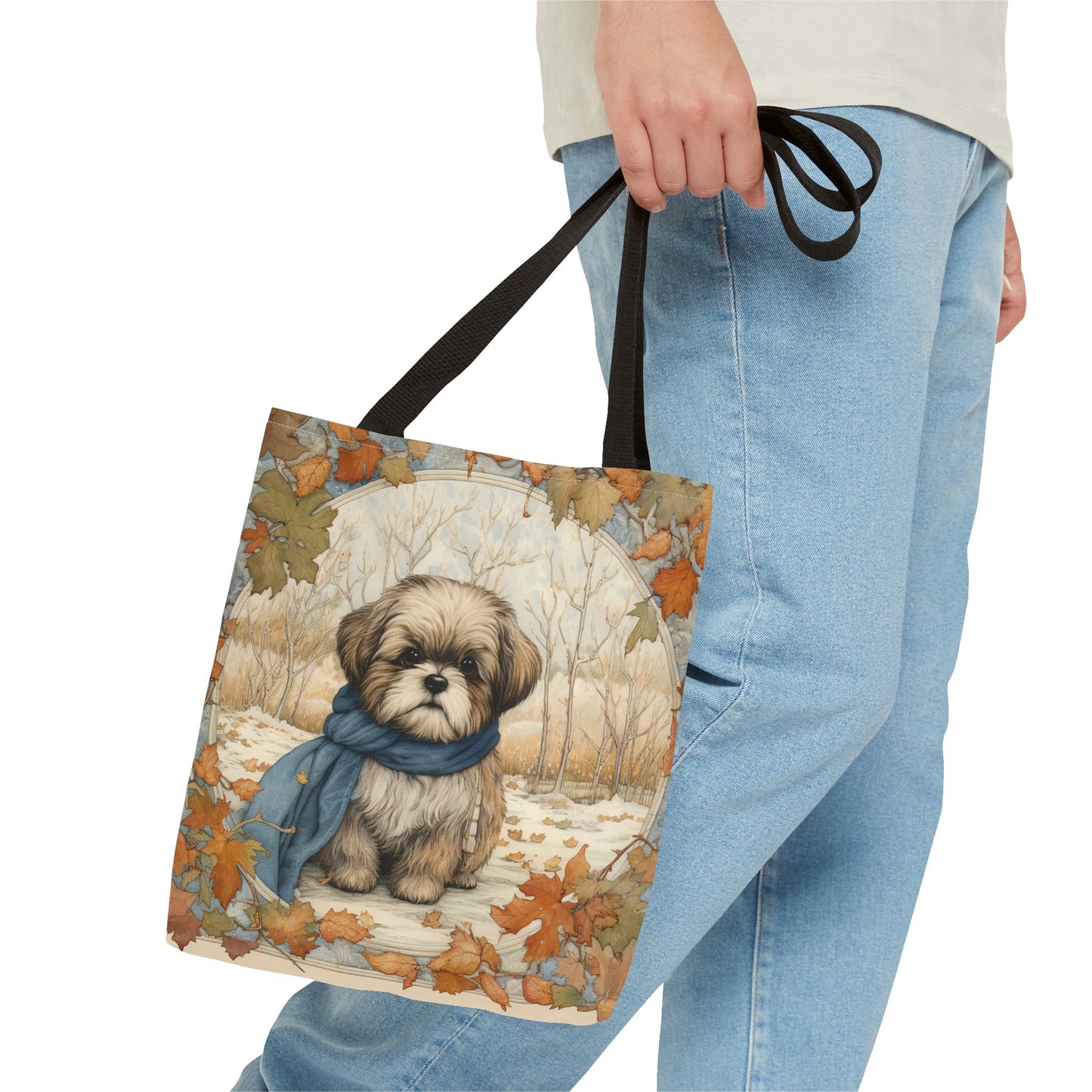 Shih Tzu Autumn Charm Canvas Tote Bag, Eco-Friendly and Stylish