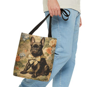 Charming Brindle Frenchie Floral Tote Bag, Eco-Friendly Dog Lover Gift