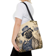 Regal Pug Canvas Tote Bag, Artistic Dog Lover's Gift, Eco-Friendly