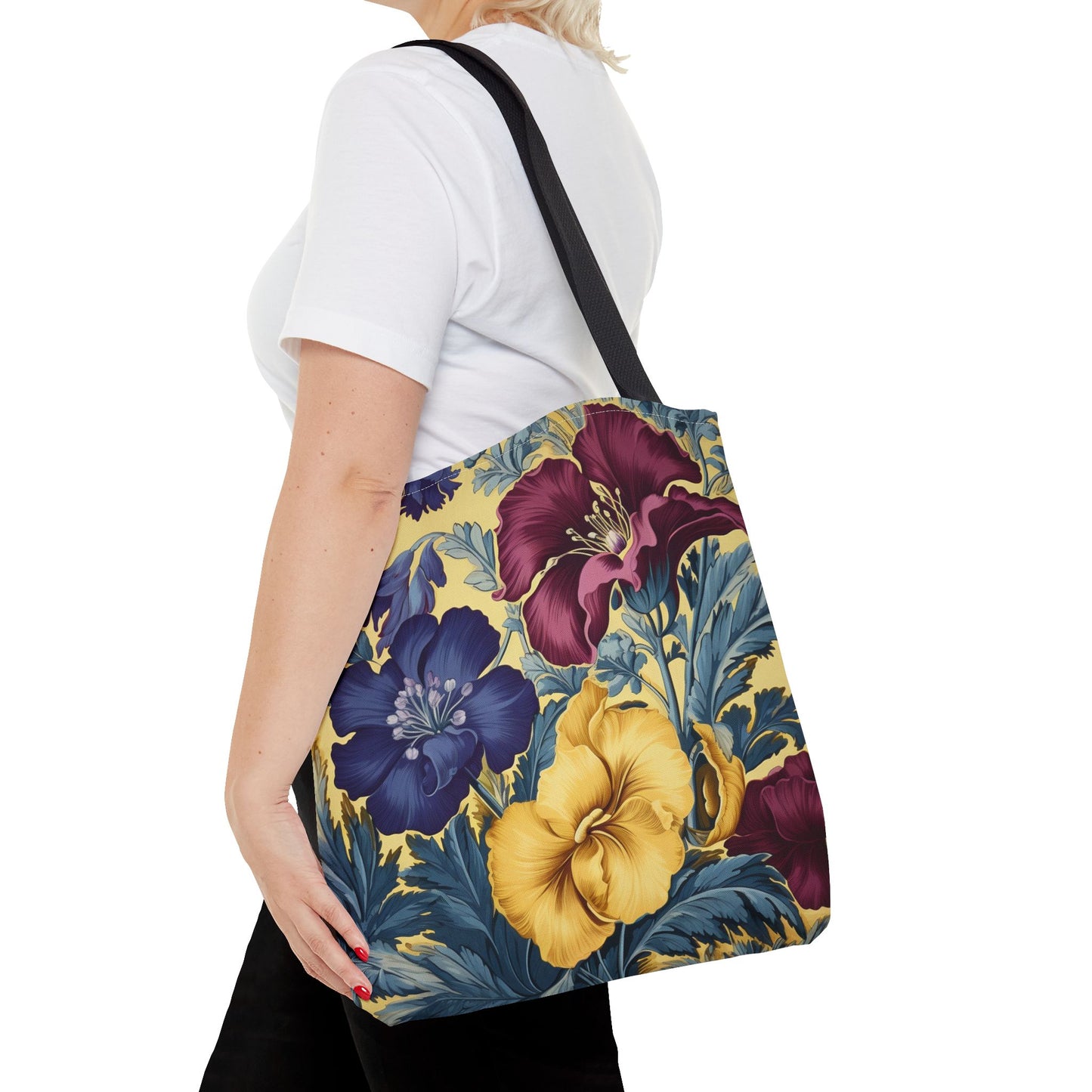 Floral Bloom Canvas Tote Bag, Vibrant Artistic Design for Everyday Use