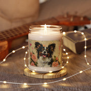 Papillon Dog Candle - Adorable Pup Gift, Soy Wax, Vintage Roses