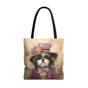 Regal Shih Tzu Tote Bag, Vintage-Style Canvas for Dog Lovers