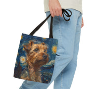 Yorkie Starry Night Canvas Tote, Artistic Eco-Friendly Dog Lover Bag