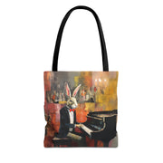 Easter Maestro Rabbit Tote Bag - Artistic Canvas Bag for Music Lovers