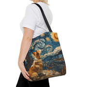 Starry Night Corgi Canvas Tote Bag - Artistic Dog Lover Gift