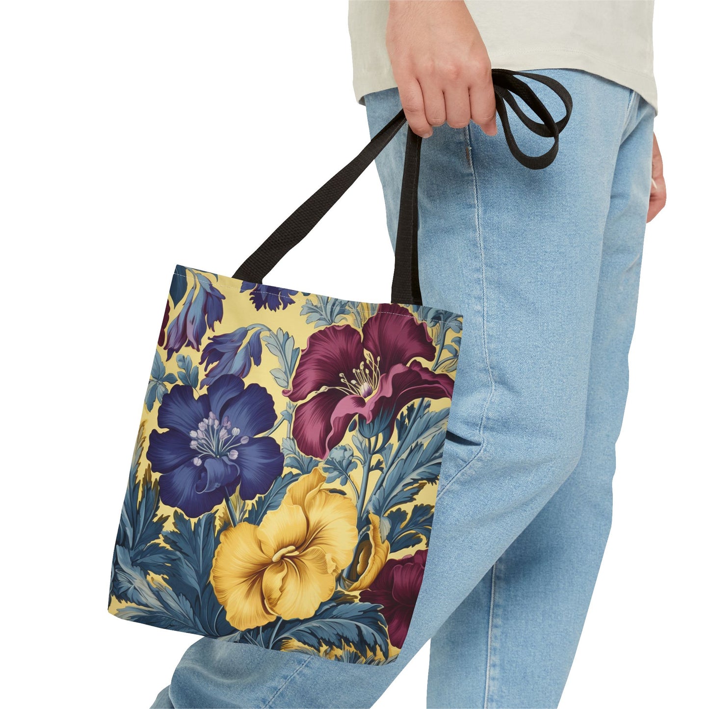 Floral Bloom Canvas Tote Bag, Vibrant Artistic Design for Everyday Use