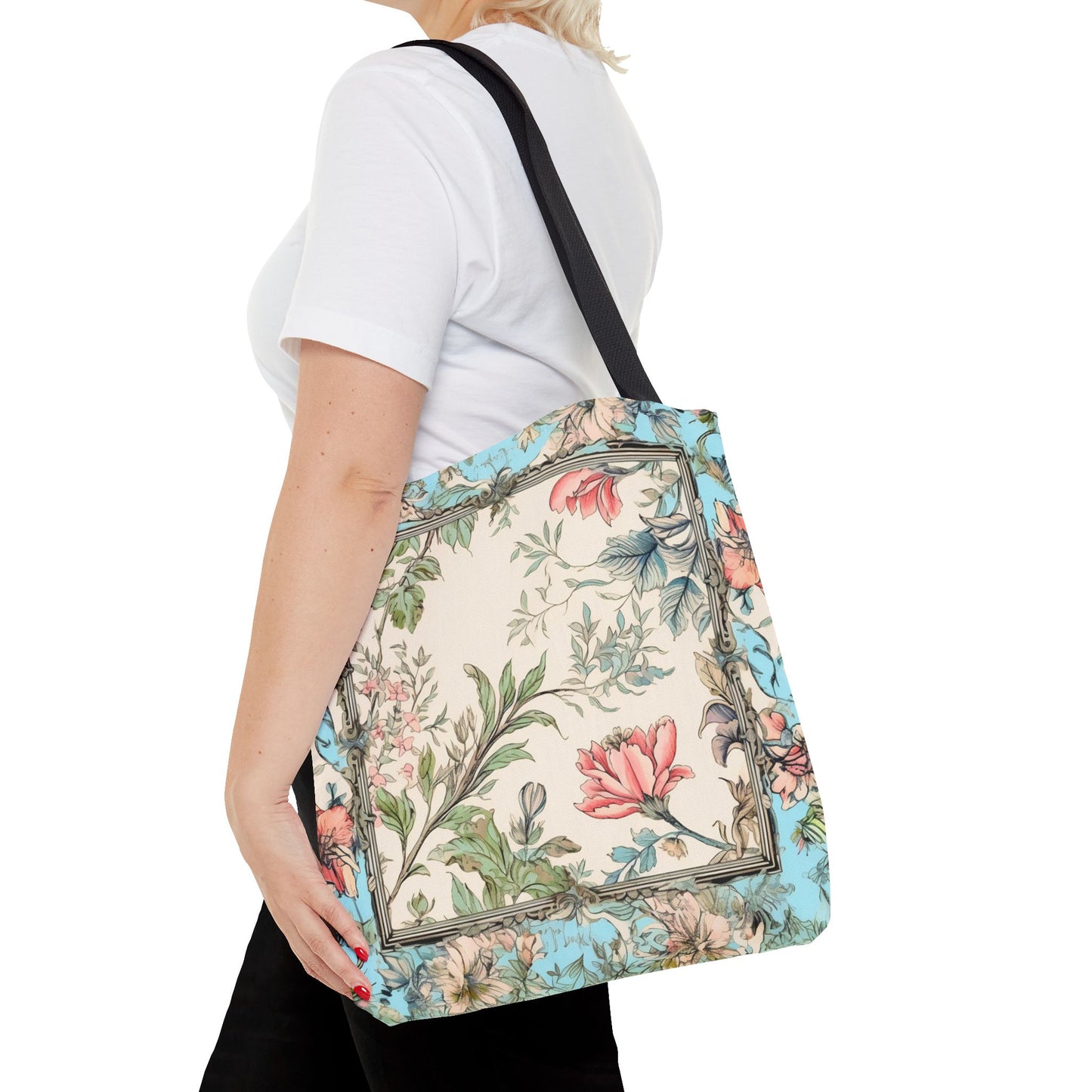 Elegant Floral Garden Tote Bag, Vintage-Inspired Eco-Friendly Carryall