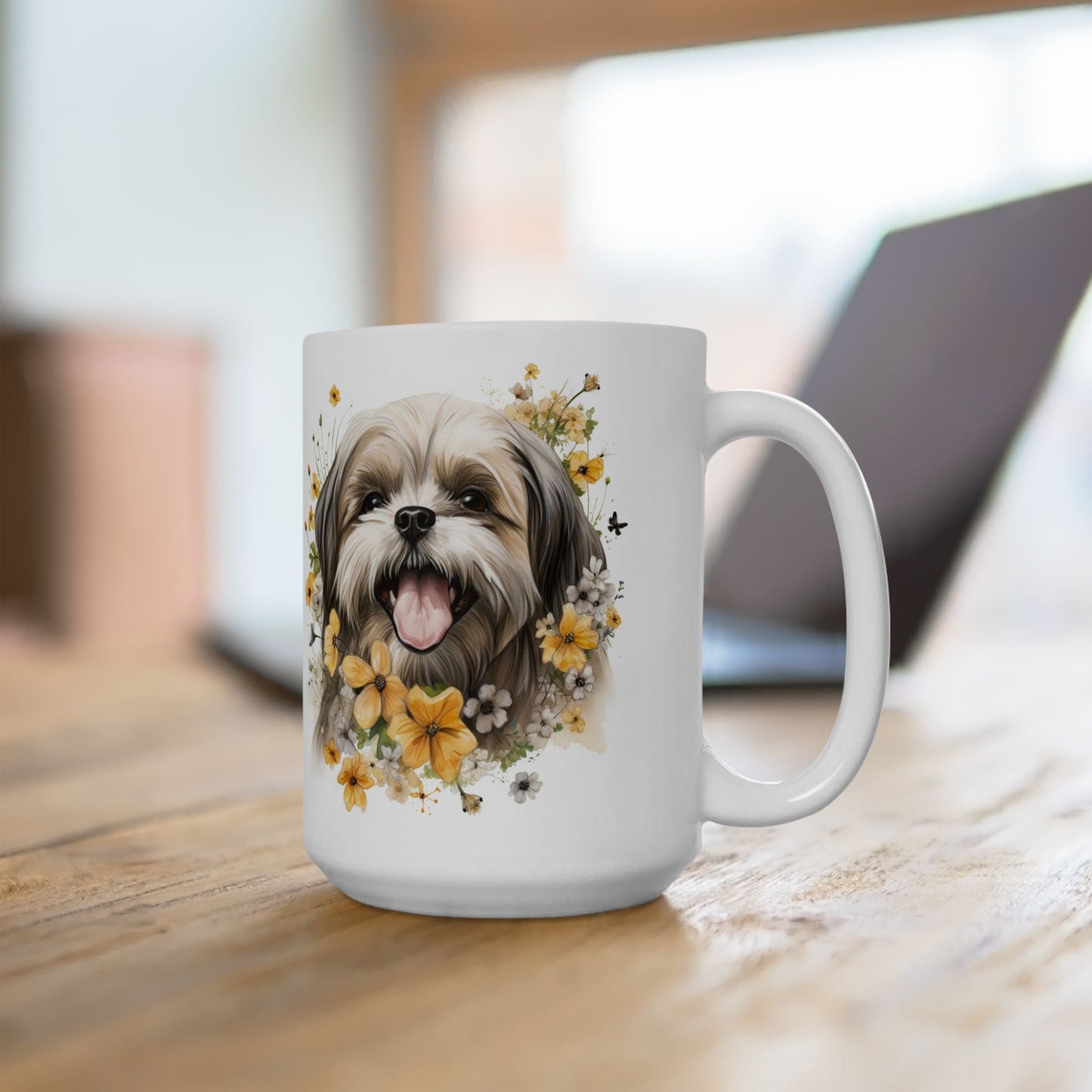 Shih Tzu Smile Floral Coffee Mug – Perfect Gift for Dog Lovers