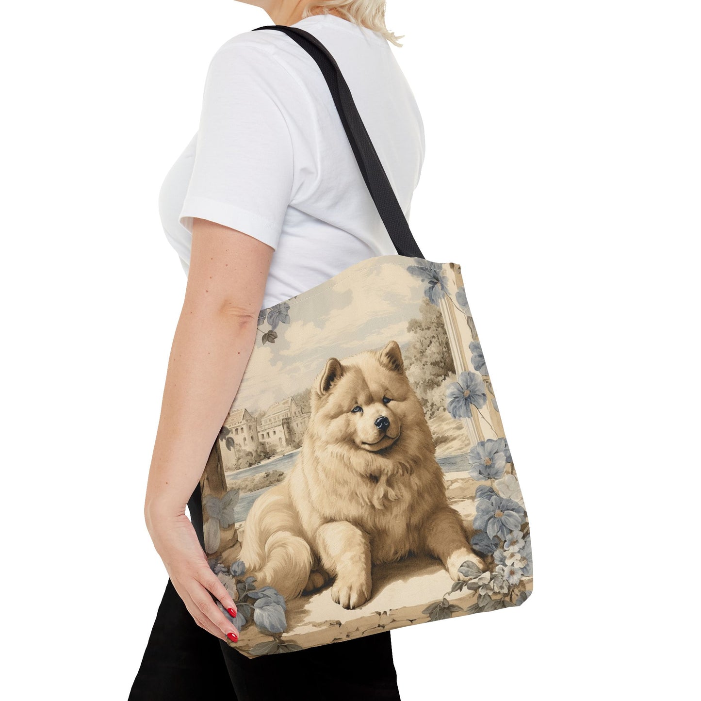 Charming Chow Chow Canvas Tote Bag – Vintage Pastoral Design