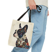 Floral Frenchie Canvas Tote Bag for Dog Lovers, Eco-Friendly Gift