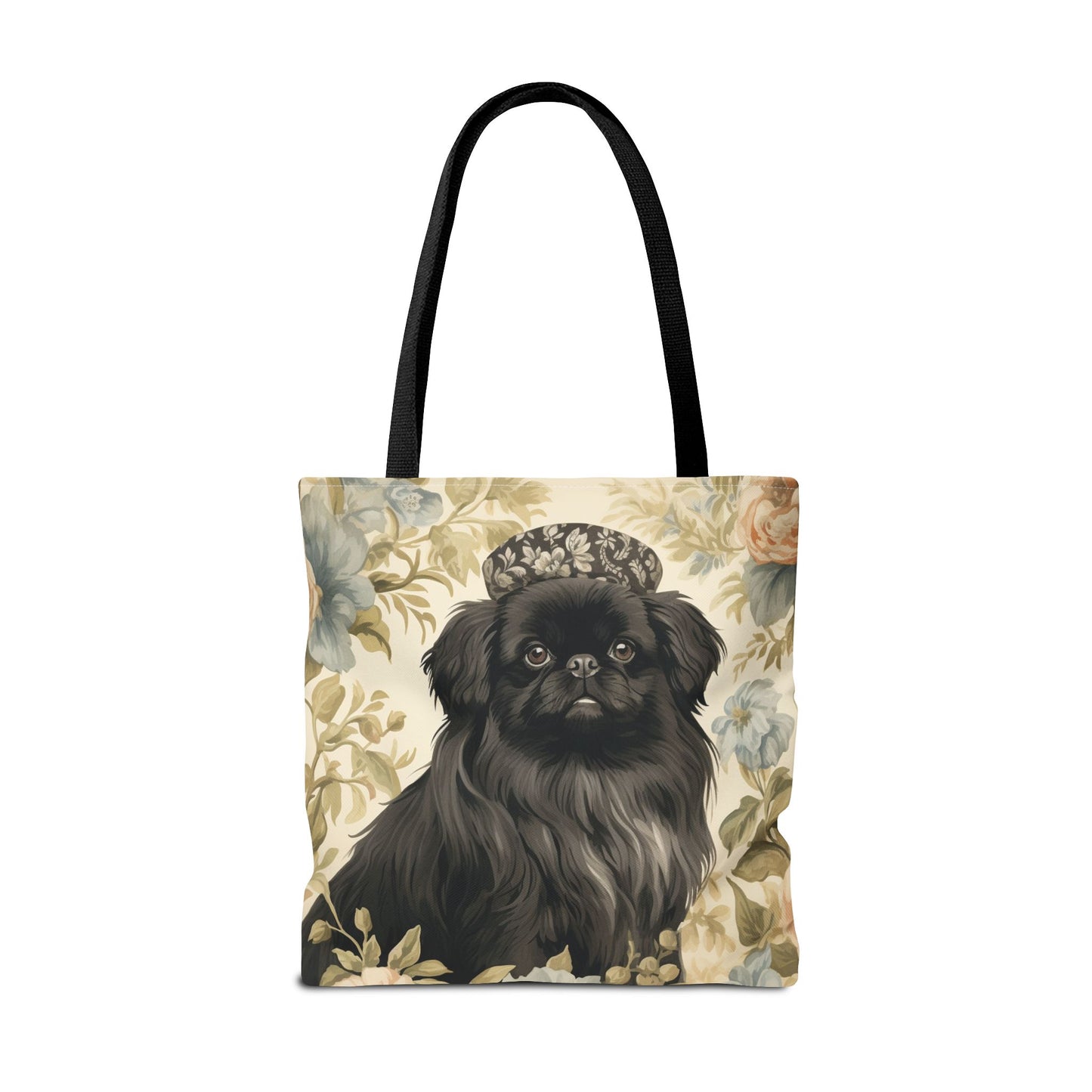 Charming Pekingese Floral Tote Bag, Elegant Art for Dog Lovers