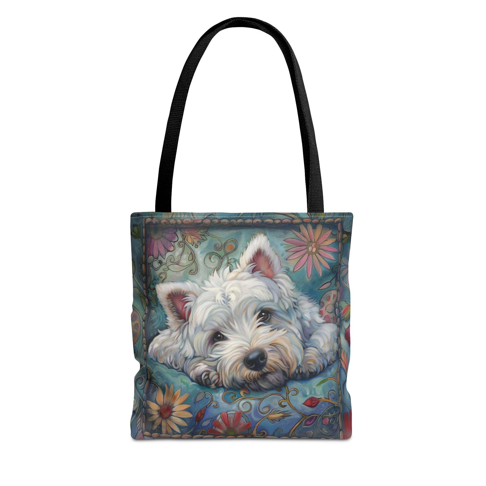 Whimsical Westie Floral Tote Bag – Perfect for Dog Lovers