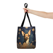 Chihuahua Stardust Canvas Tote Bag, Artsy Floral Eco-Friendly Gift