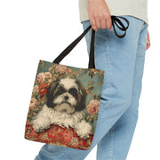 Shih Tzu Floral Elegance Tote Bag, Eco-Friendly Canvas Gift for Dog Lovers