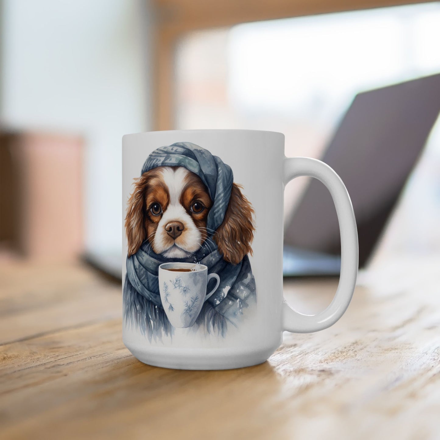 Cozy Cavalier King Charles Spaniel Mug – Winter Dog Lover's Gift