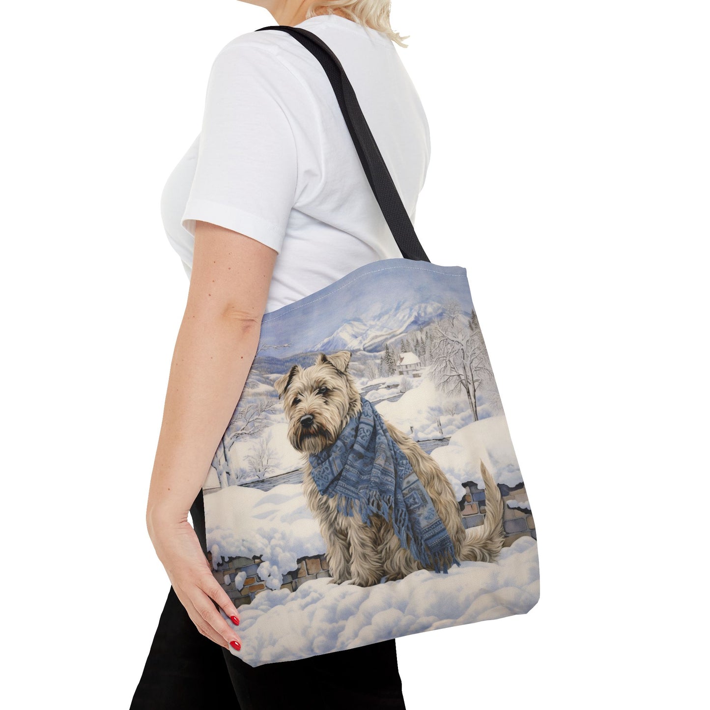 Winter Wheat Terrier Tote Bag, Cozy Winter Scene for Dog Lovers