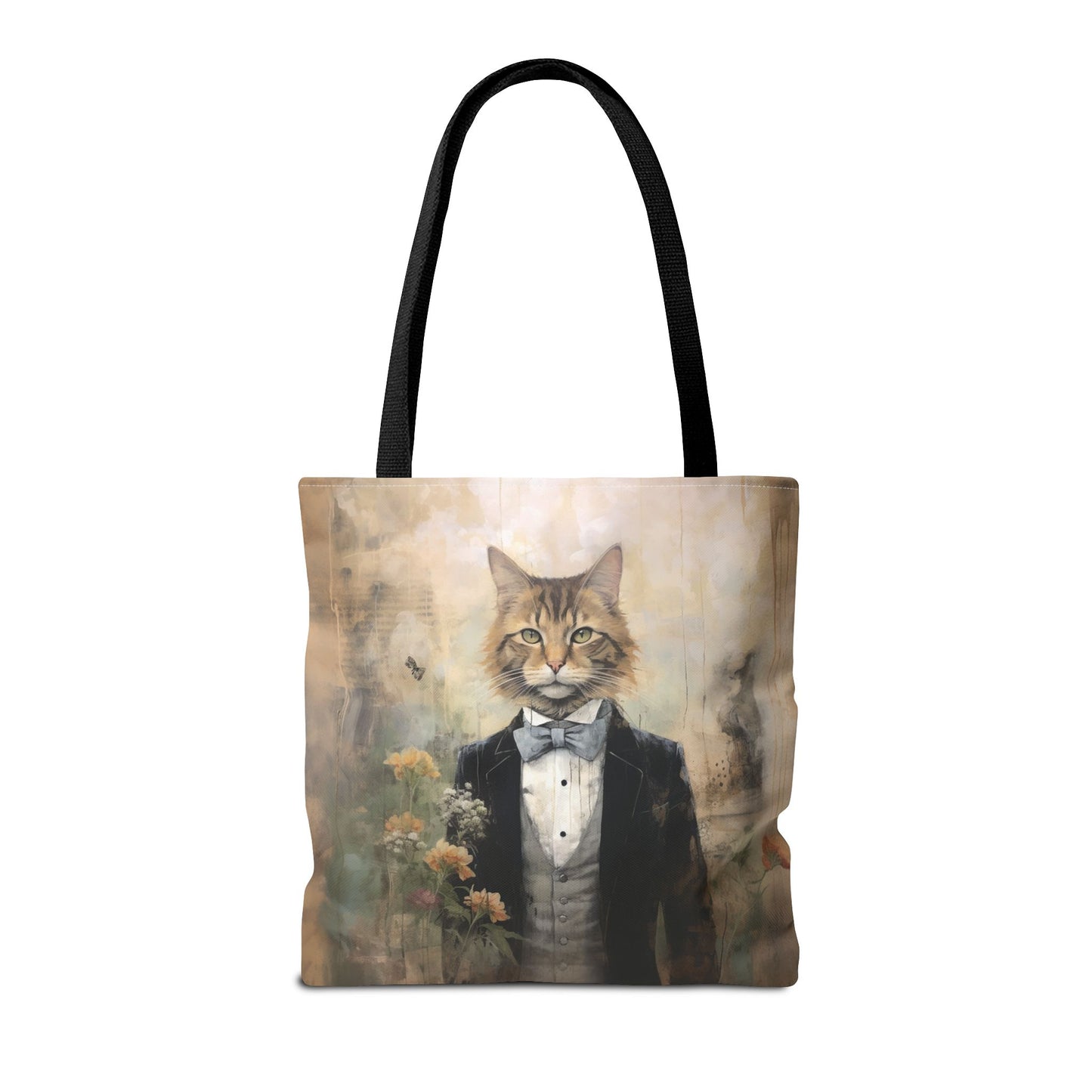 Maine Coon Cat Tote Bag, Elegant Vintage-Style Canvas Market Bag