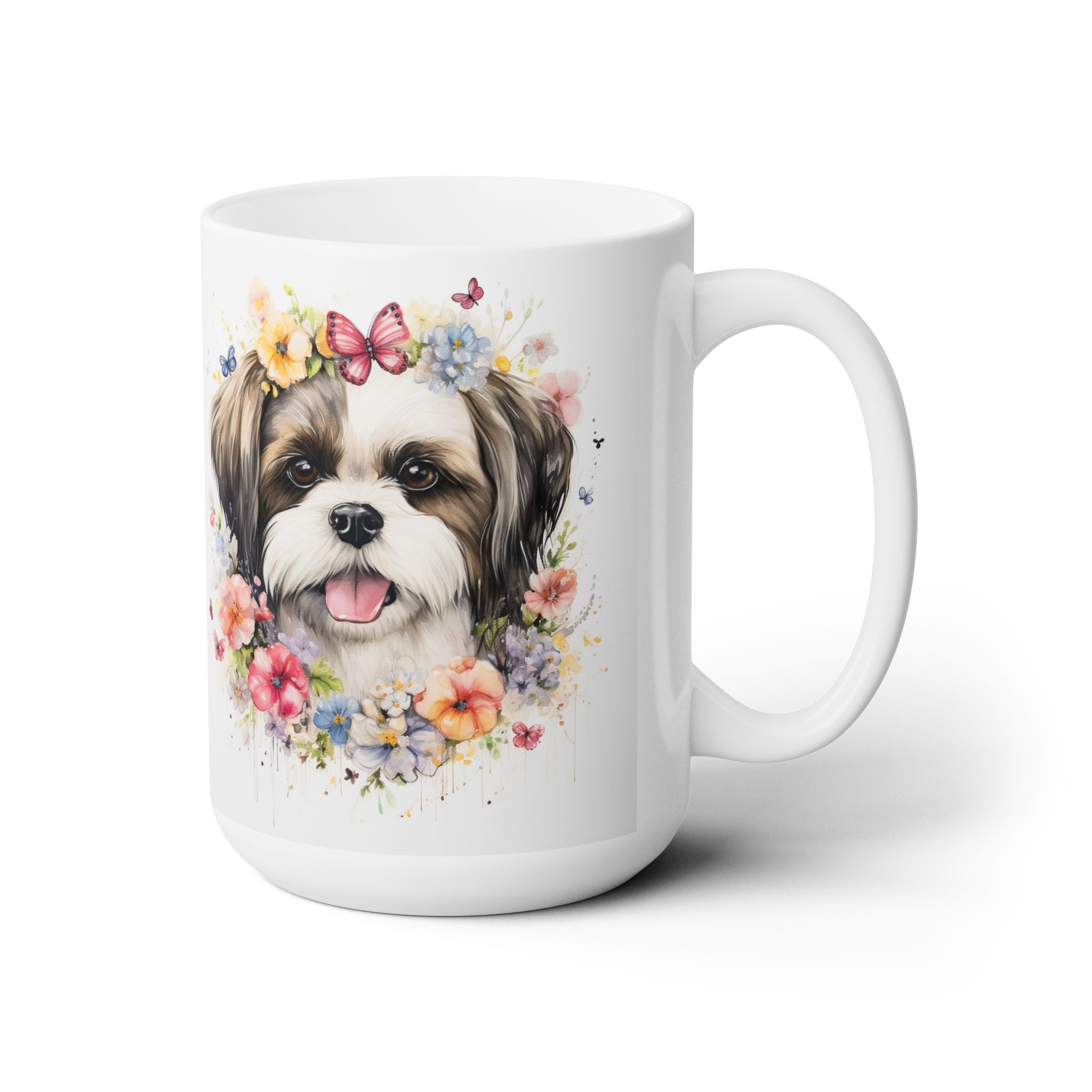 Shih Tzu Floral Bliss Coffee Mug - Cute Dog Lover's Gift