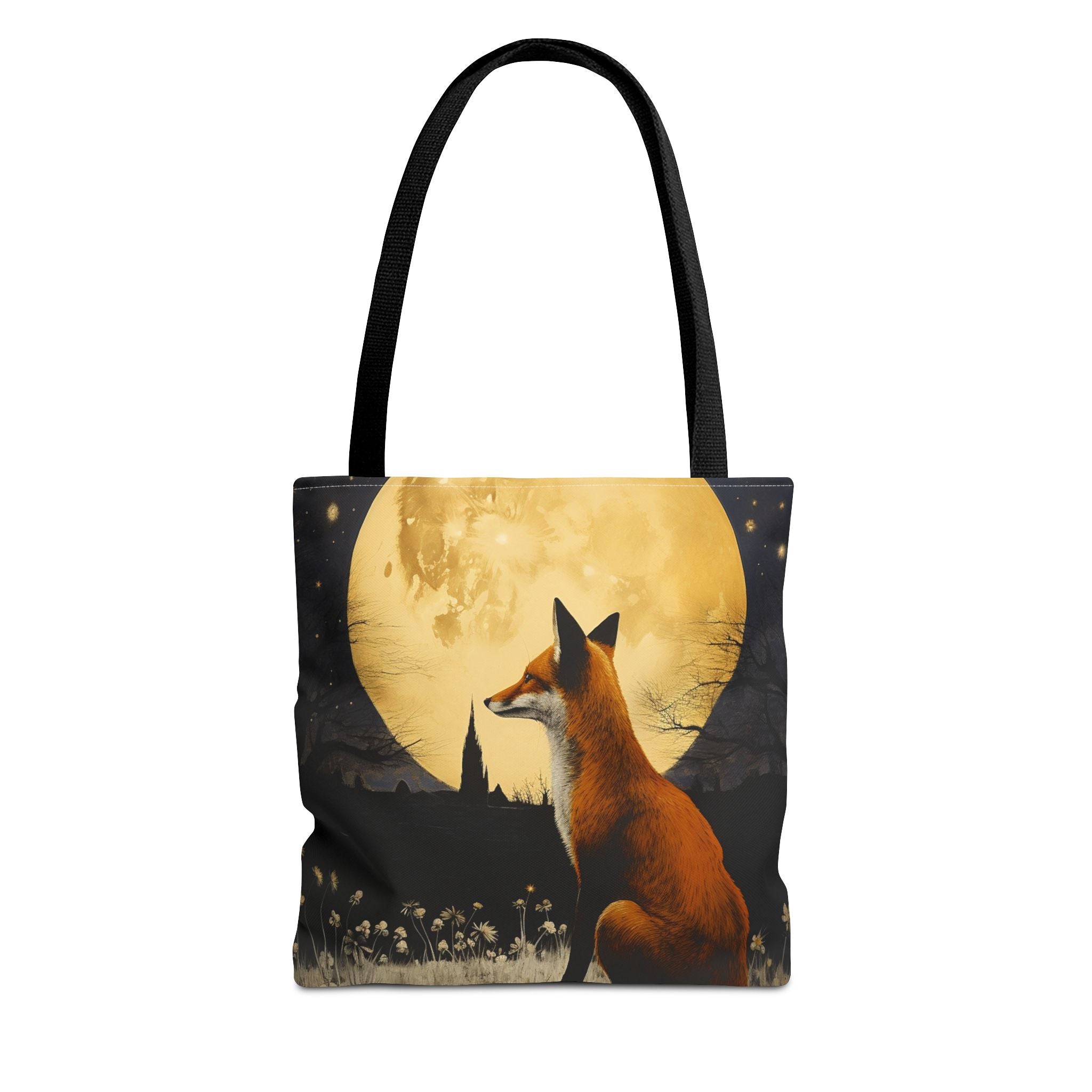 Moonlit Fox Canvas Tote Bag – Rustic Charm for Nature Lovers