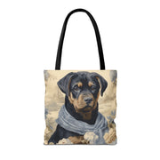 Rottweiler Elegance Tote Bag with Floral and Vintage Charm