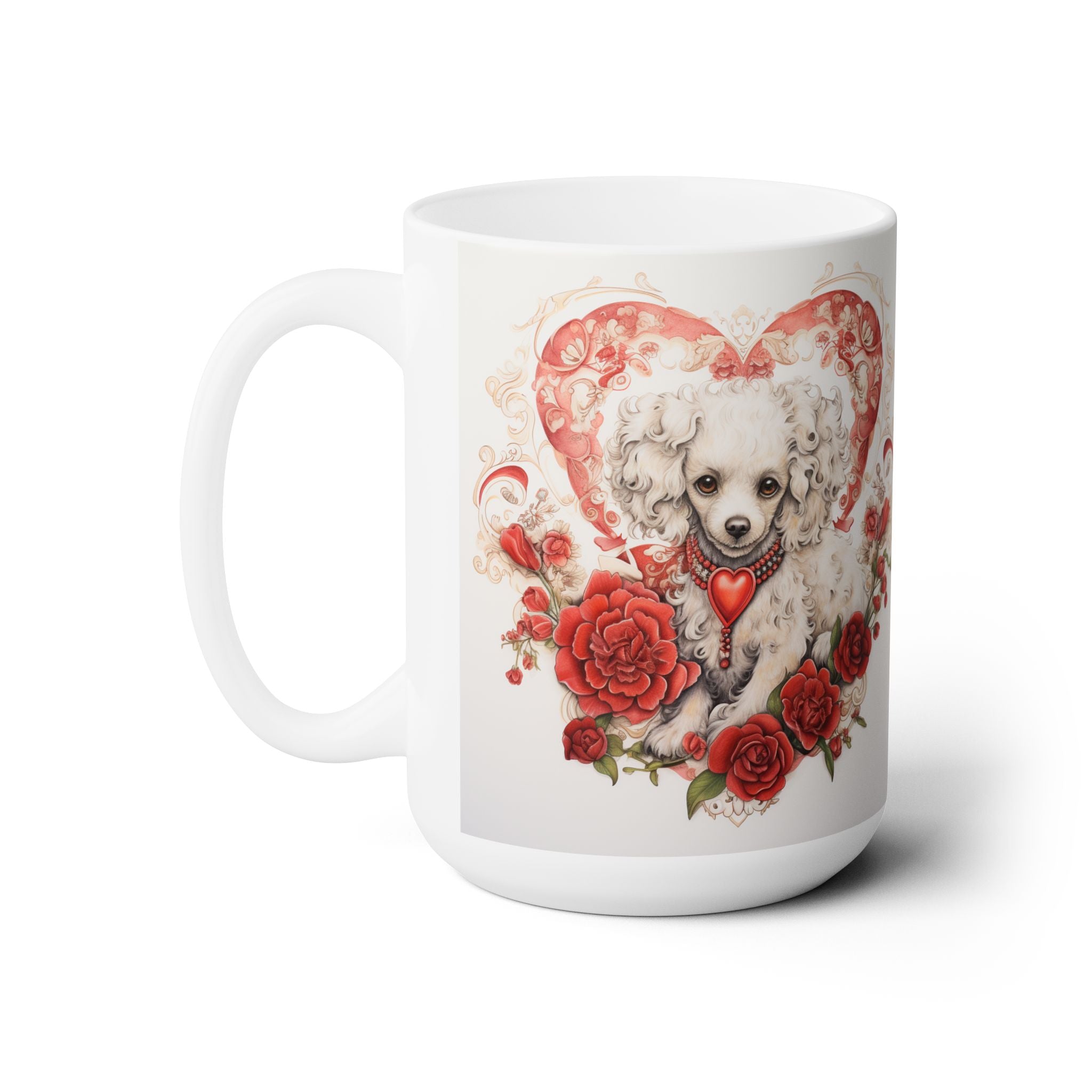 Poodle Valentine’s Day Mug – Romantic Red Rose Design