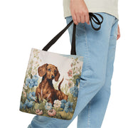 Dachshund Floral Tote Bag, Artistic Dog Lover Gift for Everyday Use