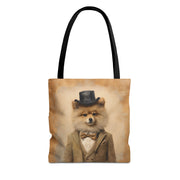 Sophisticated Pomeranian Tote Bag, Canvas Market Tote for Dog Lovers