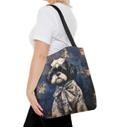 Shih Tzu Elegance Tote Bag, Floral Canvas, Stylish Dog Lover Gift