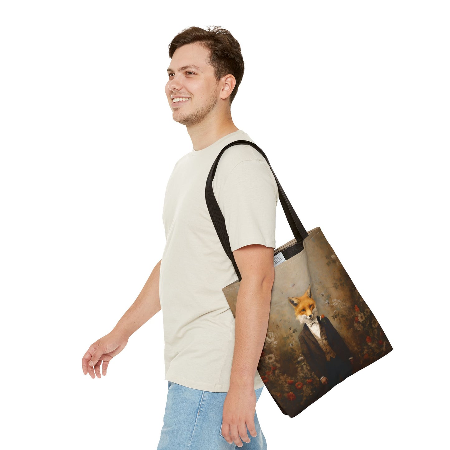 Elegant Fox Tote Bag - Vintage Art-Inspired Eco-Friendly Canvas Bag