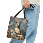 French Bulldog Floral Elegance Canvas Tote Bag, Stylish Gift for Dog Lovers