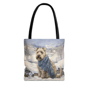 Winter Wheat Terrier Tote Bag, Cozy Winter Scene for Dog Lovers