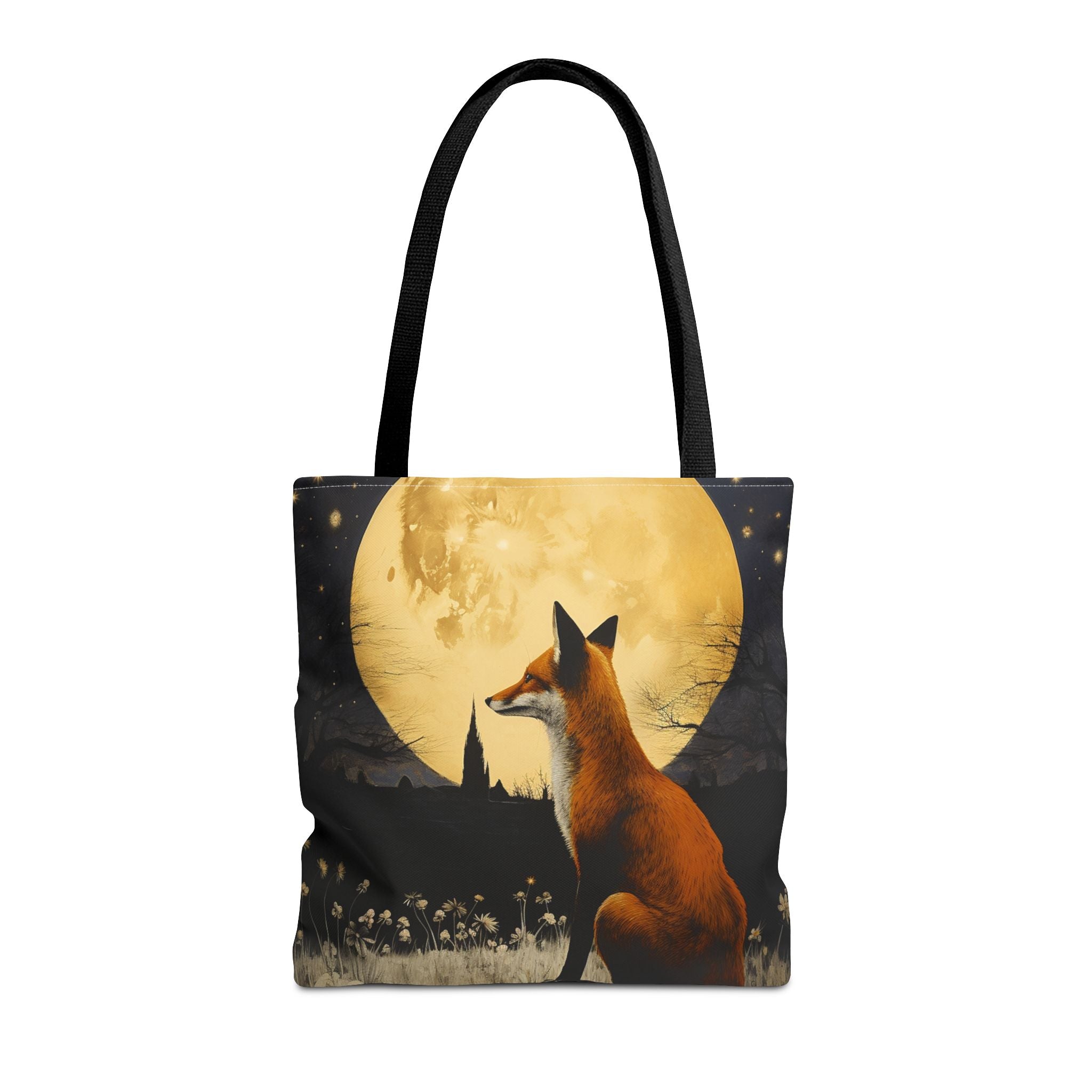 Moonlit Fox Canvas Tote Bag – Rustic Charm for Nature Lovers