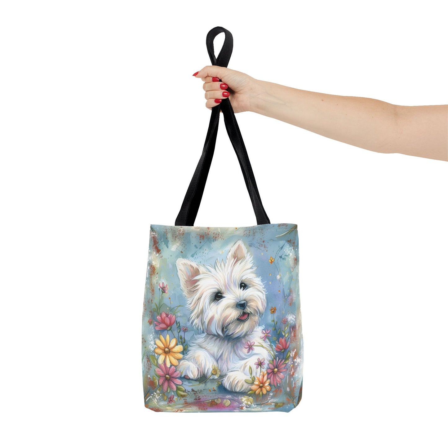 Westie Floral Bliss Tote Bag, Artistic Canvas for Dog Lovers