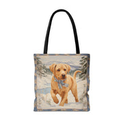 Golden Labrador Winter Tote Bag, Snowy Canvas Pet Lover Gift