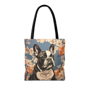 Frenchie Floral Canvas Tote Bag - Chic Gift for Dog Lovers