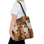 Art Deco Faces Canvas Tote Bag, Modern Cubism-Inspired Design