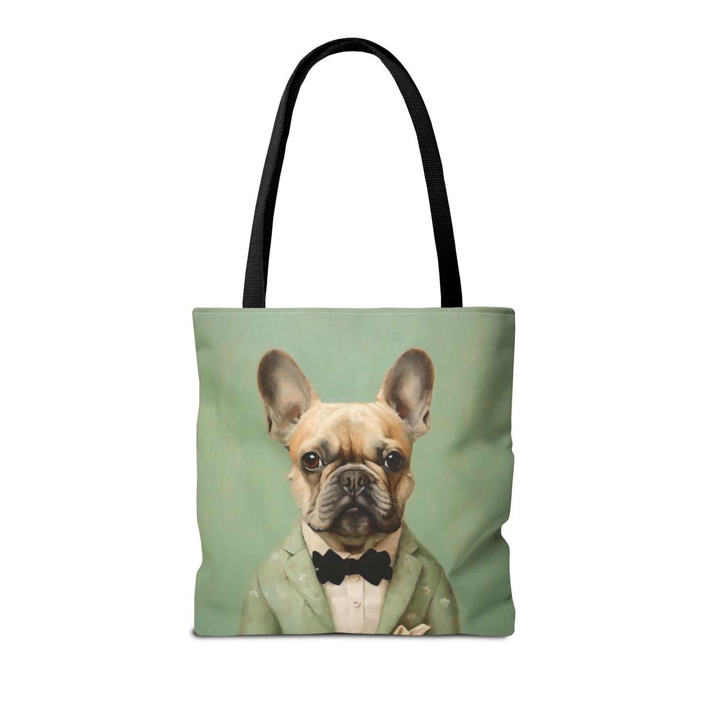 Dapper French Bulldog Tote Bag – Vintage Green, Eco-Friendly Canvas