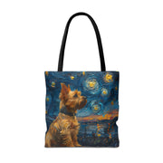 Yorkie Starry Night Canvas Tote Bag – Artistic & Eco-Friendly