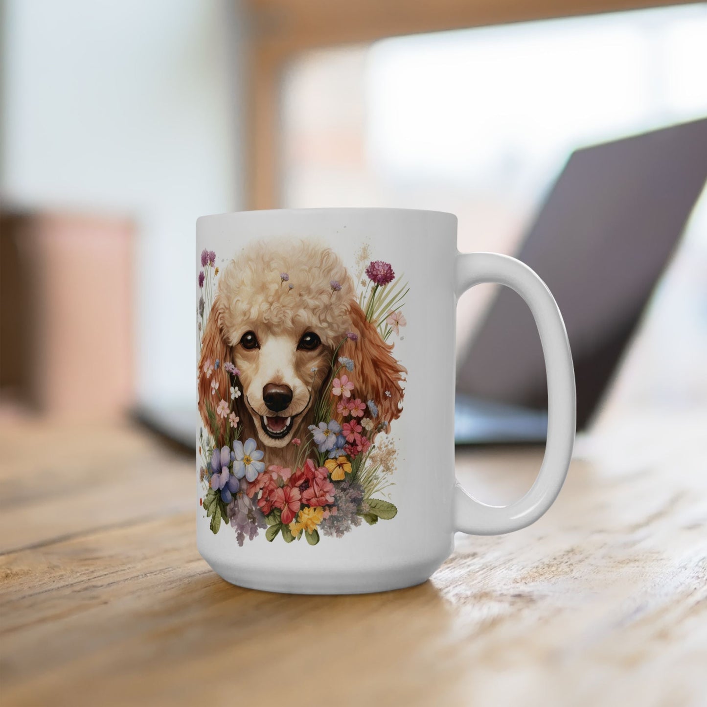 Poodle Paradise Floral Coffee Mug, Cute Dog Lover Gift