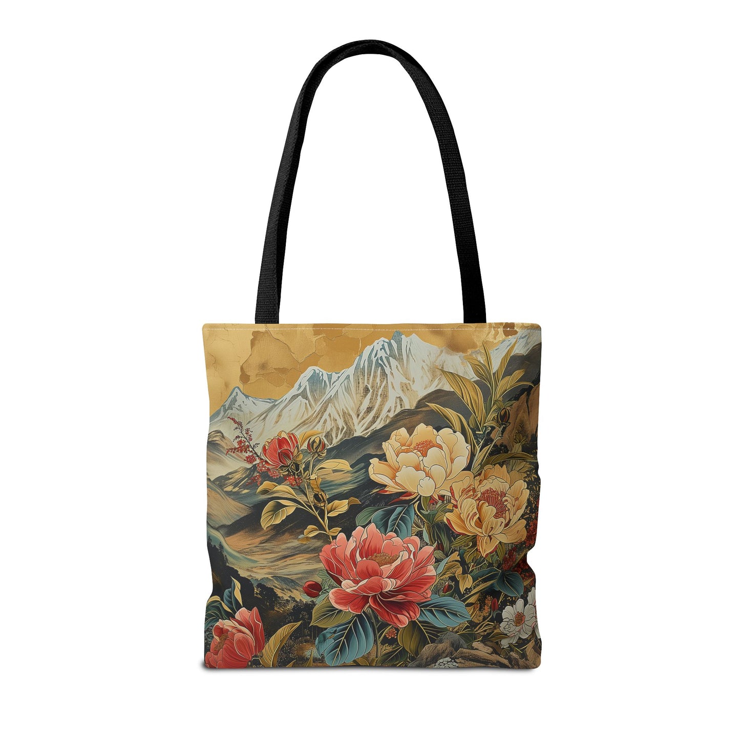 Floral Mountain Majesty Tote Bag, Eco-Friendly Scenic Canvas Gift